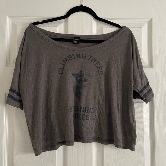 Climbing trees skinning knees flowy crop off the shoulder tee - Picture 1 of 6